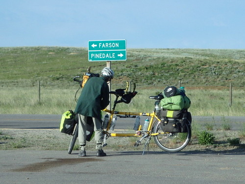 GDMBR: Terry just stowed away her jacket layer (Boulder Store).